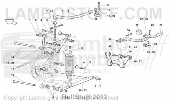 2008 Lamborghini MURCIELAGO LP 640 COUPE ENGLAND REAR ARMS (505.01.00)